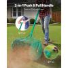 imageVEVOR Compost Spreader 244256quot Height Adjustable Handle 24quot Wide Lawn and Garden Peat Moss Roller with Side Latches Powder Coated Steel Mesh Basket for Spreading Manure Topsoil BlackGreen