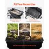 imageVEVOR Compost Spreader 244256quot Height Adjustable Handle 24quot Wide Lawn and Garden Peat Moss Roller with Side Latches Powder Coated Steel Mesh Basket for Spreading Manure Topsoil BlackBlack