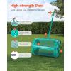 imageVEVOR Compost Spreader 244256quot Height Adjustable Handle 24quot Wide Lawn and Garden Peat Moss Roller with Side Latches Powder Coated Steel Mesh Basket for Spreading Manure Topsoil BlackGreen