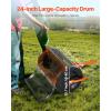 imageVEVOR Compost Spreader 244256quot Height Adjustable Handle 24quot Wide Lawn and Garden Peat Moss Roller with Side Latches Powder Coated Steel Mesh Basket for Spreading Manure Topsoil BlackBlack