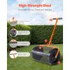 imageVEVOR Compost Spreader 244256quot Height Adjustable Handle 24quot Wide Lawn and Garden Peat Moss Roller with Side Latches Powder Coated Steel Mesh Basket for Spreading Manure Topsoil BlackBlack
