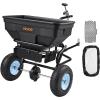 imageVEVOR Compost Spreader 244256quot Height Adjustable Handle 24quot Wide Lawn and Garden Peat Moss Roller with Side Latches Powder Coated Steel Mesh Basket for Spreading Manure Topsoil BlackBlack