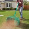 imageVEVOR Compost Spreader 244256quot Height Adjustable Handle 24quot Wide Lawn and Garden Peat Moss Roller with Side Latches Powder Coated Steel Mesh Basket for Spreading Manure Topsoil BlackGreen