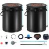 imageVEVOR DWC Hydroponic System 5 Gallon 8 Buckets Deep Water Culture Growing Bucket Hydroponics Grow Kit with Pump Air Stone and Water Level Device for IndoorOutdoor Leafy Vegetables2 BucketsTop Drip Kit
