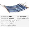 imageVEVOR Double Quilted Fabric Hammock 12 FT Double Hammock with Hardwood Spreader Bars Detachable Pillow and Chains for Camping Outdoor Patio Yard Beach 480 lbs CapacityBlue Stripe