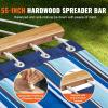 imageVEVOR Double Quilted Fabric Hammock 12 FT Double Hammock with Hardwood Spreader Bars Detachable Pillow and Chains for Camping Outdoor Patio Yard Beach 480 lbs CapacityBlue Stripe