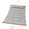 imageVEVOR Double Quilted Fabric Hammock 12 FT Double Hammock with Hardwood Spreader Bars Detachable Pillow and Chains for Camping Outdoor Patio Yard Beach 480 lbs CapacityGray Pattern