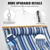 imageVEVOR Double Quilted Fabric Hammock 12 FT Double Hammock with Hardwood Spreader Bars Detachable Pillow and Chains for Camping Outdoor Patio Yard Beach 480 lbs CapacityBlue Stripe