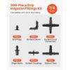imageVEVOR Drip Irrigation Fittings Kit for 14quot Tubing 300 Pcs Drip Irrigation System Parts Tees Straight Barb 4 Way Coupling Elbows End Plug Single Barbs Barbed Connectors for Yard Garden Lawn