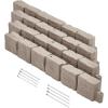 imageVEVOR Faux Stone Landscape Edging No Dig Garden Edging Border Flexible Blocks for Lawn Edging Flower Beds Driveway Yards with 12 Spikes 4 Pack 24 Bricks 16FT Kit 472quot Lx 4quot W x 9quot H BeigeBrown