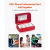 imageVEVOR First Aid Kit 500 Pieces 600D Nylon Large Survival First Aid Bag Emergency Medical Supplies for Home Car Office Travel Camping Truck Hiking Sports Vehicle and Outdoor EmergenciesRed