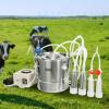 imageVEVOR Goat Milking Machine 12 L 304 Stainless Steel Bucket Electric Automatic Pulsation Vacuum Milker Portable Milker with FoodGrade Silicone Cups and Tubes Adjustable Suction for Cows and Sheep12 L