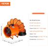imageVEVOR Industrial Portable Air Blower Ventilator with Hose 3198CFM 12 Inch Heavy Duty Tube Exhaust Fan with 164ft Flexible Duct 585W High Velocity Air Mover for Extraction and Ventilation1893CFM  10in33ft Combo Fan and Hose