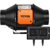 imageVEVOR Inline Duct Fan 6Inch 402 CFM with Temperature Humidity Controller Quiet ECMotor Ventilation Exhaust Fan for Cooling Booster Grow Tents Hydroponics4 Inch