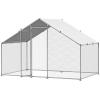 imageVEVOR Large Metal Chicken Coop with Run Walkin Chicken Coop for Yard with Waterproof Cover 65 x 98 x 65 ft Spire Roof Large Poultry Cage for Hen House Duck Coop and Rabbit RunSpire Roof