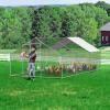 imageVEVOR Large Metal Chicken Coop with Run Walkin Chicken Coop for Yard with Waterproof Cover 65 x 98 x 65 ft Spire Roof Large Poultry Cage for Hen House Duck Coop and Rabbit RunSpire Roof