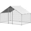 imageVEVOR Large Metal Chicken Coop with Run Walkin Chicken Coop for Yard with Waterproof Cover 65 x 98 x 65 ft Spire Roof Large Poultry Cage for Hen House Duck Coop and Rabbit RunSpire Roof
