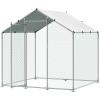 imageVEVOR Large Metal Chicken Coop with Run Walkin Chicken Coop for Yard with Waterproof Cover 65 x 98 x 65 ft Spire Roof Large Poultry Cage for Hen House Duck Coop and Rabbit RunSpire Roof