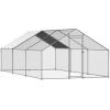 imageVEVOR Large Metal Chicken Coop with Run Walkin Chicken Coop for Yard with Waterproof Cover 65 x 98 x 65 ft Spire Roof Large Poultry Cage for Hen House Duck Coop and Rabbit RunSpire Roof