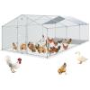 imageVEVOR Large Metal Chicken Coop with Run Walkin Chicken Coop for Yard with Waterproof Cover 65 x 98 x 65 ft Spire Roof Large Poultry Cage for Hen House Duck Coop and Rabbit RunSpire Roof with Split Door