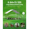 imageVEVOR Large Metal Chicken Coop with Run Walkin Chicken Coop for Yard with Waterproof Cover 65 x 98 x 65 ft Spire Roof Large Poultry Cage for Hen House Duck Coop and Rabbit RunSpire Roof