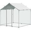 imageVEVOR Large Metal Chicken Coop with Run Walkin Chicken Coop for Yard with Waterproof Cover 65 x 98 x 65 ft Spire Roof Large Poultry Cage for Hen House Duck Coop and Rabbit RunSpire Roof