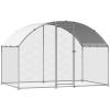 imageVEVOR Large Metal Chicken Coop with Run Walkin Chicken Coop for Yard with Waterproof Cover 65 x 98 x 65 ft Spire Roof Large Poultry Cage for Hen House Duck Coop and Rabbit RunDome Roof