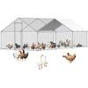 imageVEVOR Large Metal Chicken Coop with Run Walkin Chicken Coop for Yard with Waterproof Cover 65 x 98 x 65 ft Spire Roof Large Poultry Cage for Hen House Duck Coop and Rabbit RunSpire Roof