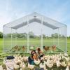 imageVEVOR Large Metal Chicken Coop with Run Walkin Chicken Coop for Yard with Waterproof Cover 65 x 98 x 65 ft Spire Roof Large Poultry Cage for Hen House Duck Coop and Rabbit RunSpire Roof with Split Door
