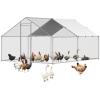 imageVEVOR Large Metal Chicken Coop with Run Walkin Chicken Coop for Yard with Waterproof Cover 65 x 98 x 65 ft Spire Roof Large Poultry Cage for Hen House Duck Coop and Rabbit RunSpire Roof