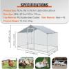 imageVEVOR Large Metal Chicken Coop with Run Walkin Chicken Coop for Yard with Waterproof Cover 65 x 98 x 65 ft Spire Roof Large Poultry Cage for Hen House Duck Coop and Rabbit RunSpire Roof with Split Door