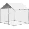 imageVEVOR Large Metal Chicken Coop with Run Walkin Chicken Coop for Yard with Waterproof Cover 65 x 98 x 65 ft Spire Roof Large Poultry Cage for Hen House Duck Coop and Rabbit RunSpire Roof