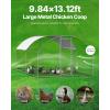 imageVEVOR Large Metal Chicken Coop with Run Walkin Chicken Coop for Yard with Waterproof Cover 65 x 98 x 65 ft Spire Roof Large Poultry Cage for Hen House Duck Coop and Rabbit RunDome Roof