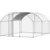 imageVEVOR Large Metal Chicken Coop with Run Walkin Chicken Coop for Yard with Waterproof Cover 65 x 98 x 65 ft Spire Roof Large Poultry Cage for Hen House Duck Coop and Rabbit RunDome Roof