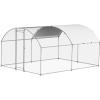 imageVEVOR Large Metal Chicken Coop with Run Walkin Chicken Coop for Yard with Waterproof Cover 65 x 98 x 65 ft Spire Roof Large Poultry Cage for Hen House Duck Coop and Rabbit RunDome Roof