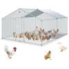 imageVEVOR Large Metal Chicken Coop with Run Walkin Chicken Coop for Yard with Waterproof Cover 65 x 98 x 65 ft Spire Roof Large Poultry Cage for Hen House Duck Coop and Rabbit RunSpire Roof with Split Door