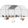 imageVEVOR Large Metal Chicken Coop with Run Walkin Chicken Coop for Yard with Waterproof Cover 65 x 98 x 65 ft Spire Roof Large Poultry Cage for Hen House Duck Coop and Rabbit RunDome Roof