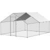 imageVEVOR Large Metal Chicken Coop with Run Walkin Chicken Coop for Yard with Waterproof Cover 65 x 98 x 65 ft Spire Roof Large Poultry Cage for Hen House Duck Coop and Rabbit RunSpire Roof