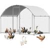 imageVEVOR Large Metal Chicken Coop with Run Walkin Chicken Coop for Yard with Waterproof Cover 65 x 98 x 65 ft Spire Roof Large Poultry Cage for Hen House Duck Coop and Rabbit RunDome Roof