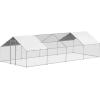 imageVEVOR Large Metal Chicken Coop with Run Walkin Chicken Coop for Yard with Waterproof Cover 65 x 98 x 65 ft Spire Roof Large Poultry Cage for Hen House Duck Coop and Rabbit RunSpire Roof