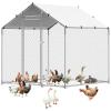 imageVEVOR Large Metal Chicken Coop with Run Walkin Chicken Coop for Yard with Waterproof Cover 65 x 98 x 65 ft Spire Roof Large Poultry Cage for Hen House Duck Coop and Rabbit RunSpire Roof