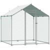 imageVEVOR Large Metal Chicken Coop with Run Walkin Chicken Coop for Yard with Waterproof Cover 65 x 98 x 65 ft Spire Roof Large Poultry Cage for Hen House Duck Coop and Rabbit RunSpire Roof
