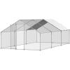 imageVEVOR Large Metal Chicken Coop with Run Walkin Chicken Coop for Yard with Waterproof Cover 65 x 98 x 65 ft Spire Roof Large Poultry Cage for Hen House Duck Coop and Rabbit RunSpire Roof