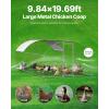 imageVEVOR Large Metal Chicken Coop with Run Walkin Chicken Coop for Yard with Waterproof Cover 65 x 98 x 65 ft Spire Roof Large Poultry Cage for Hen House Duck Coop and Rabbit RunDome Roof