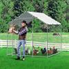 imageVEVOR Large Metal Chicken Coop with Run Walkin Chicken Coop for Yard with Waterproof Cover 65 x 98 x 65 ft Spire Roof Large Poultry Cage for Hen House Duck Coop and Rabbit RunSpire Roof