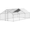 imageVEVOR Large Metal Chicken Coop with Run Walkin Chicken Coop for Yard with Waterproof Cover 65 x 98 x 65 ft Spire Roof Large Poultry Cage for Hen House Duck Coop and Rabbit RunSpire Roof