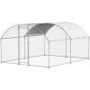 imageVEVOR Large Metal Chicken Coop with Run Walkin Chicken Coop for Yard with Waterproof Cover 65 x 98 x 65 ft Spire Roof Large Poultry Cage for Hen House Duck Coop and Rabbit RunDome Roof