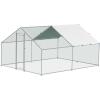 imageVEVOR Large Metal Chicken Coop with Run Walkin Chicken Coop for Yard with Waterproof Cover 65 x 98 x 65 ft Spire Roof Large Poultry Cage for Hen House Duck Coop and Rabbit RunSpire Roof