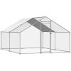imageVEVOR Large Metal Chicken Coop with Run Walkin Chicken Coop for Yard with Waterproof Cover 65 x 98 x 65 ft Spire Roof Large Poultry Cage for Hen House Duck Coop and Rabbit RunSpire Roof