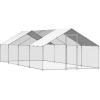imageVEVOR Large Metal Chicken Coop with Run Walkin Chicken Coop for Yard with Waterproof Cover 65 x 98 x 65 ft Spire Roof Large Poultry Cage for Hen House Duck Coop and Rabbit RunSpire Roof